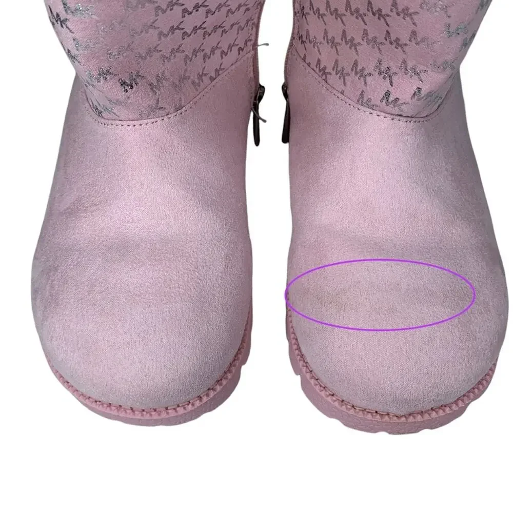 Michael Kors Boots for Girls Light Pink MK Silver Logo Print Side Zipper Size 2